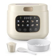 Casualife 12-Cups/4.3QT Rice Cooker with Steamer & Keep Warm, 10-in-1 Multicooker 24-Hour Timer Non-Stick Inner Pot, White
