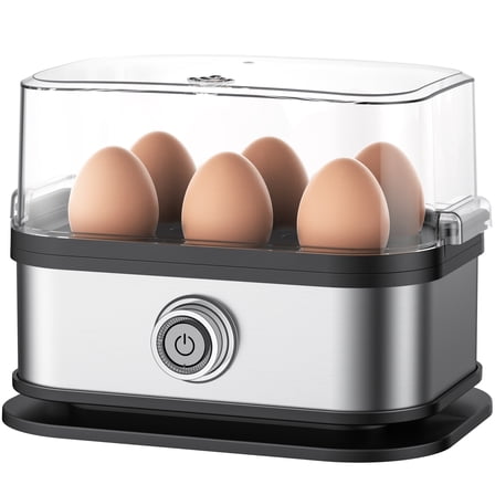 Casualife Electric Egg Cooker, 6 Eggs, Auto Shut-Off, Rapid Boil, with Measuring Cup & Poaching Tray
