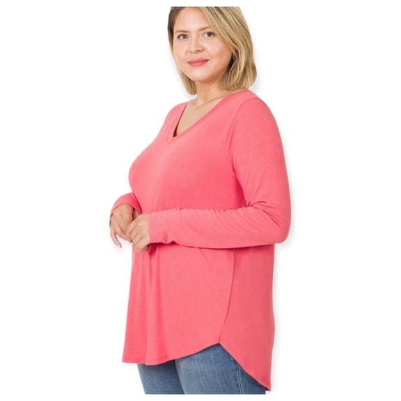 Casually Classy Plus Size Zenana V Neck Relaxed Fit Classic Basic Top-Women’s