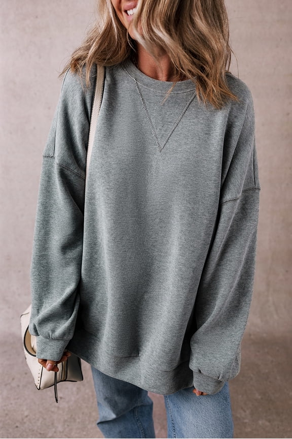 Chic Grey Split Oversized Hoodie - Effortless Style, Versatile Fit!