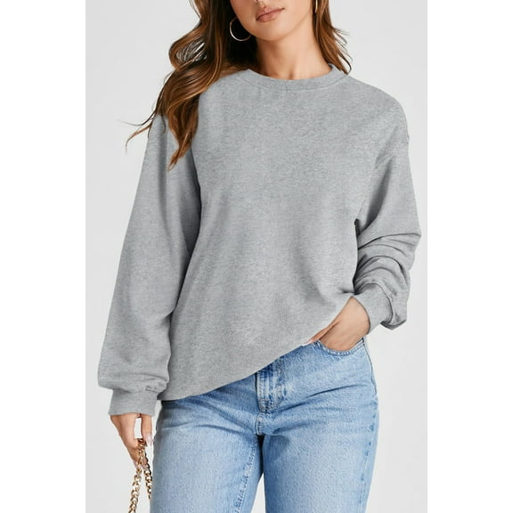 Casuashion Chic Light Grey Pullover Crewneck Sweatshirt - Effortless Style, Ultimate Comfort!