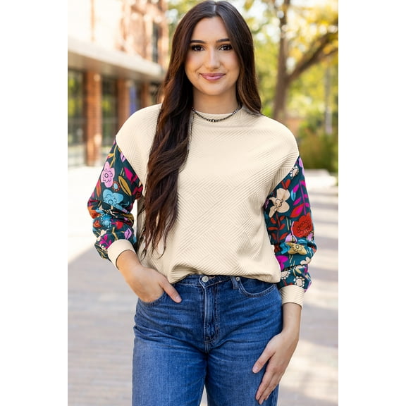 Casuashion Elegant Floral Drop Shoulder Knit Top - Versatile White Beauty