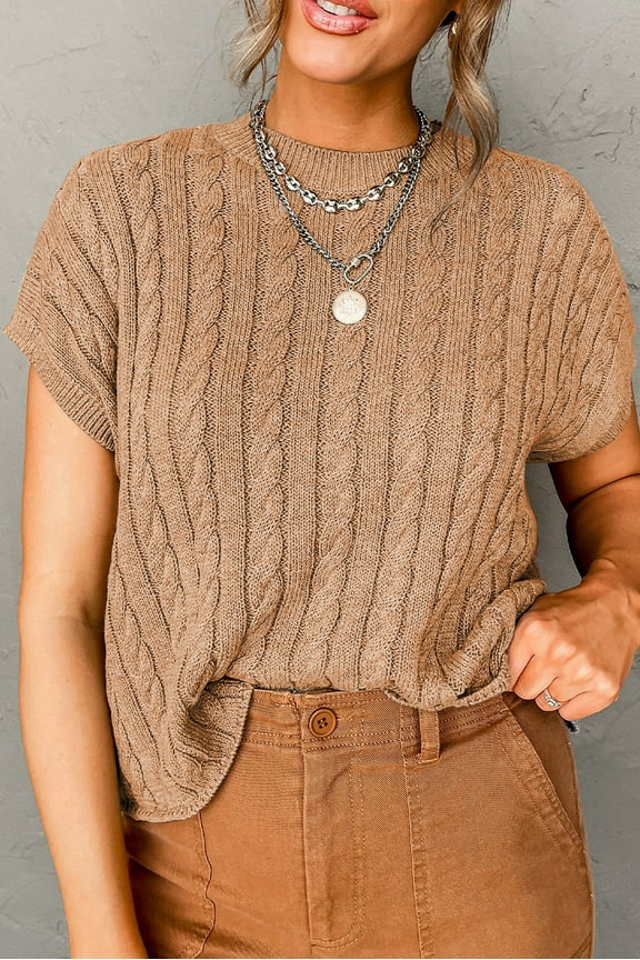 Elegant Light French Beige Crew Neck Knit Sweater - Perfect Fit!