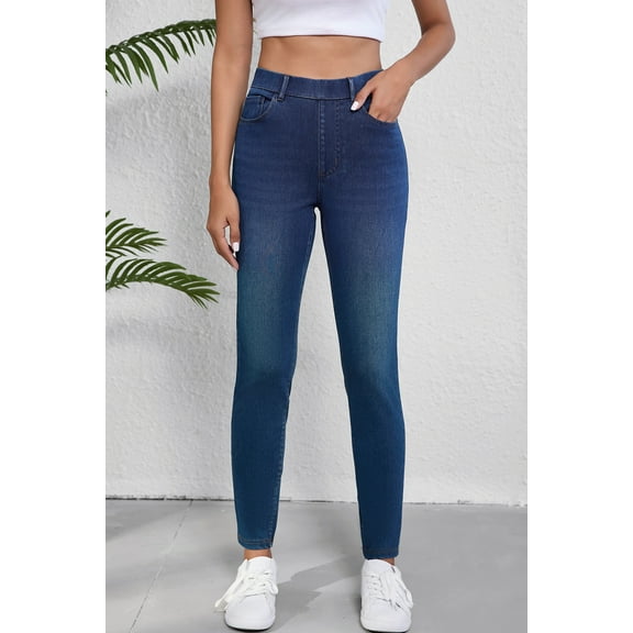 Casuashion Elevate Your Style with Ashleigh Blue Knit Jeans - Comfort Meets Chic!