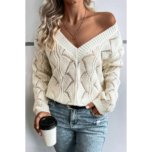 Casuashion Elevate Your Wardrobe with Chic Beige V-Neck Sweater - Timeless Style!