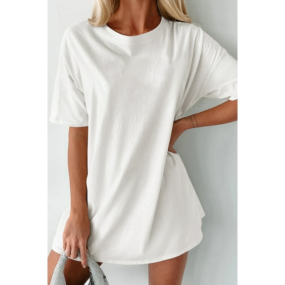 Casuashion Essential White Tunic - Flattering Round Neck, One-Size Wonders!
