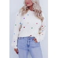 thumbnail image 1 of Casuashion Glamour Beige Sequin Heart Sweater - Effortless Style, Long Sleeve Elegance!, 1 of 7