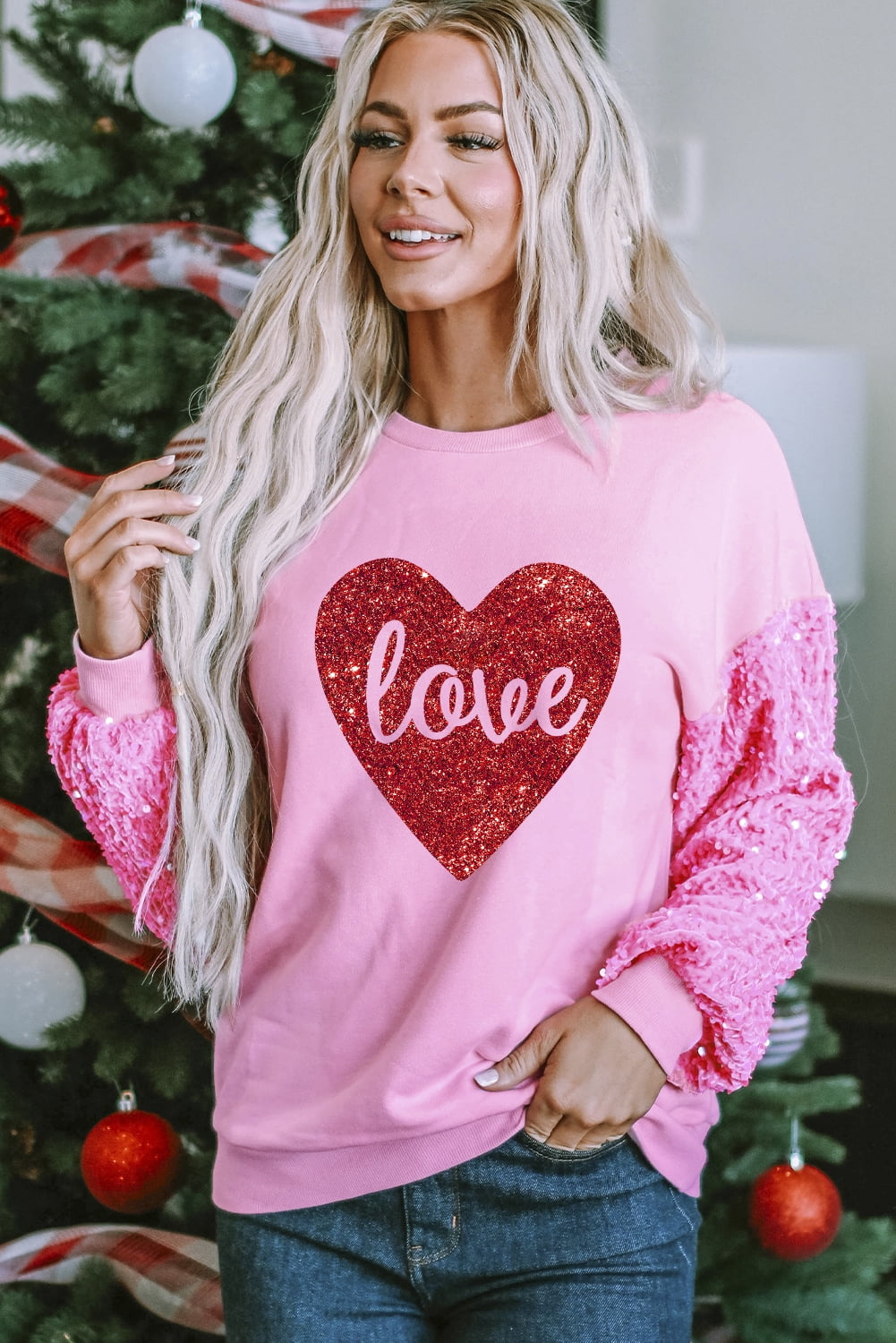 Love You Sweatshirt - Pink