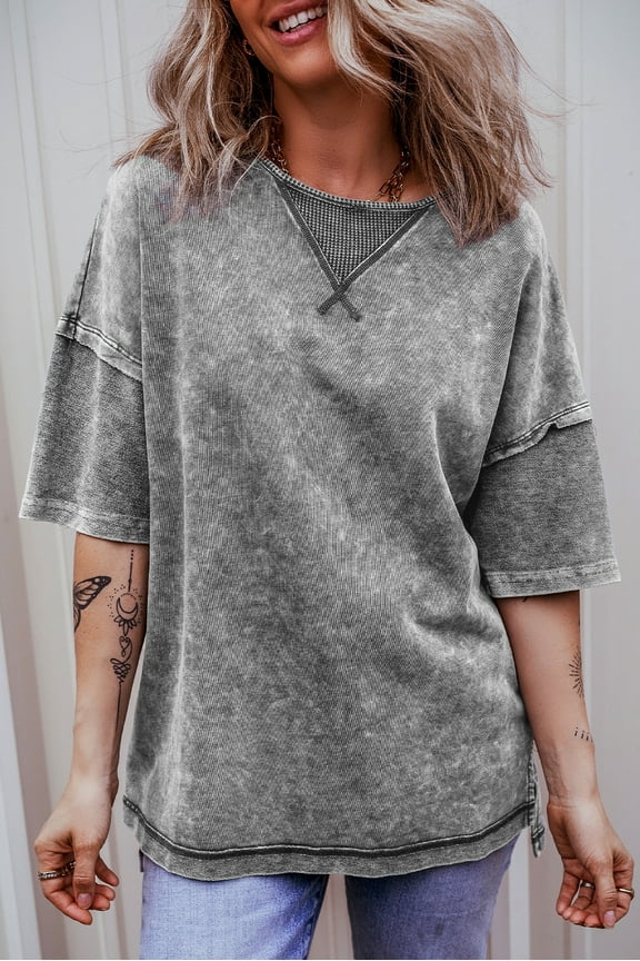 VINTAGE VIBES: Oversized Drop Shoulder Tee in Philippine Gray - Effortless Chic!