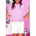 thumbnail image 1 of Casuashion Vibrant Pink Ruffle Sleeve Top - Charming and Versatile Fit, 1 of 8