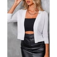 thumbnail image 1 of Casuashion Women's 3/4 Sleeve Cardigan Open Front Cropped Shrugs Summer Hollowed Lightweight Cardigans Sweater, 1 of 2