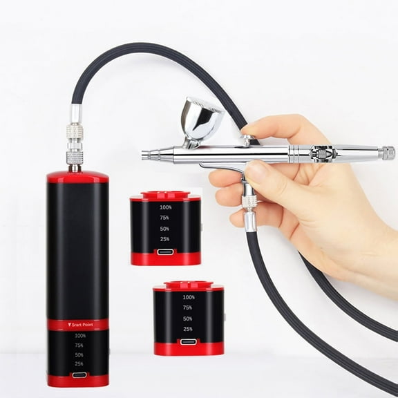 Casubaris Portable Mini Airbrush kit with Holder Stable for Both air Brush Pen and Rechargeable Airbrush Compressor with Replaceable Battery for Nail,Barber,Models,Art,Cake Decorations etc