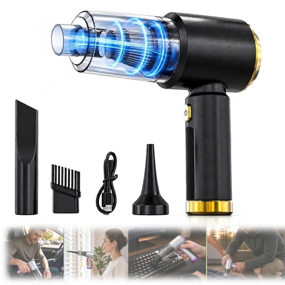 Casufit Car Hand Vacuum, Cordless Handheld Vacuum & Air Pump, 2-in-1 Mini Car Vacuum with Attachments for Car Home Sofa Black