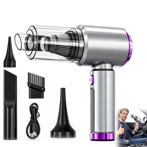 Casufit Car Vacuum, 4-in-1 Airflow Engine in a Lightweight Design, Ergonomic Design with Built-In LED Lighting, Quiet Operation with Rear Heat Exhaust Vents, Type-C Port, Suitable for In-Vehicle Use