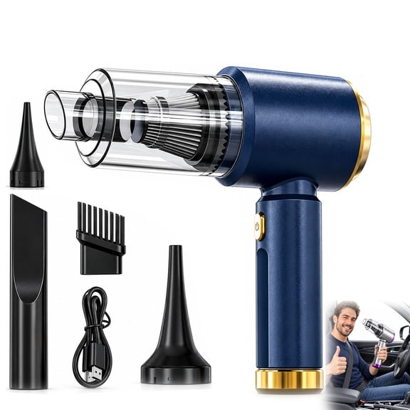 Casufit Car Vacuum, 4-in-1 Airflow Engine in a Lightweight Design, Ergonomic Design with Built-In LED Lighting, Quiet Operation with Rear Heat Exhaust Vents, Type-C Port, Suitable for In-Vehicle Use