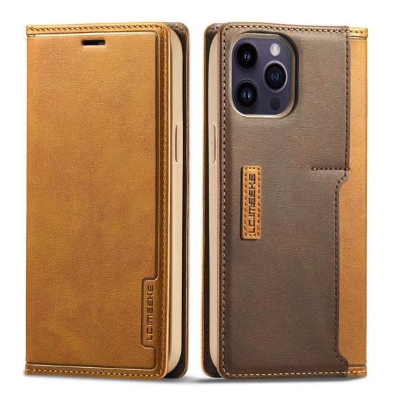 Casus Business Wallet Case Leather Sim Card Holder for Apple iPhone 15 Pro Max - Brown