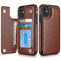 Casus Card Holder Back Flip Cover Wallet Case for Apple iPhone 11 - Brown