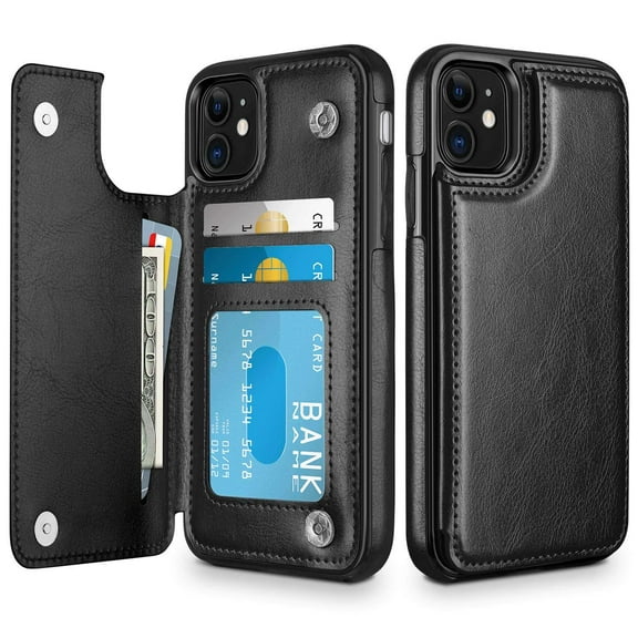 Casus Card Holder Back Flip Cover Wallet Case for Apple iPhone 11 Pro Max - Black