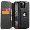 thumbnail image 1 of Casus Classic Wallet Case Leather Logo View Card Holder Cover for Apple iPhone 12 Pro Max - Black, 1 of 8