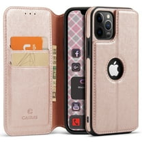 Casus Classic Wallet Case Leather Logo View Card Holder Cover for Apple iPhone 12 Pro Max - Rose Gold