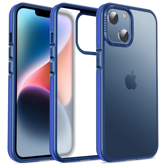 Casus Frosted Matte Silicone Frame Shockproof Case for Apple iPhone 14 Plus - Blue