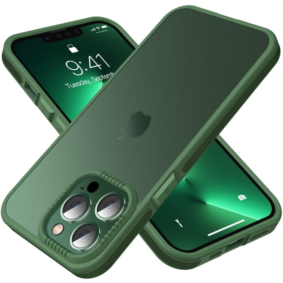 Casus Frosted Matte Silicone Frame Shockproof Case for iPhone 13 Pro - Green