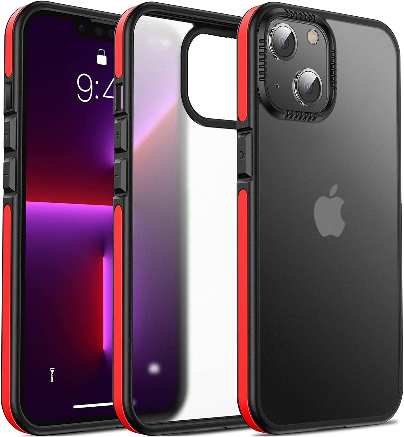 Casus Frosted Matte Silicone Frame Shockproof Case for iPhone 13 - Red ...