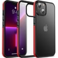 thumbnail image 1 of Casus Frosted Matte Silicone Frame Shockproof Case for iPhone 13 - Red / Black, 1 of 6