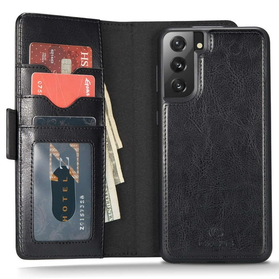 Casus Leather Wallet Back Zipper Magnetic Flip Cover Card Holder Case for iPhone 14 - Blue