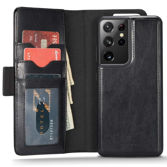 Casus Leather Wallet Back Zipper Magnetic Flip Cover Card Holder Case for iPhone 14 Pro - Blue