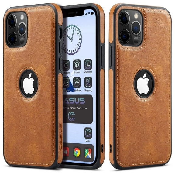 Casus Logo View Classic Slim Leather Case for iPhone 12 Pro Max - Brown