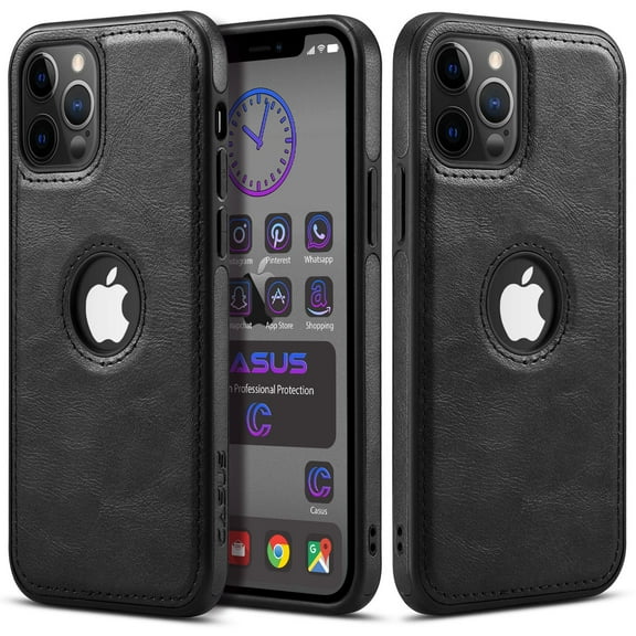 Casus Logo View Classic Slim Leather Case for iPhone 12 | iPhone 12 Pro - Black