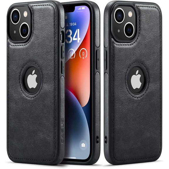 Casus Logo View Classic Slim Leather Case for iPhone 14 - Black