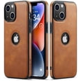 thumbnail image 1 of Casus Logo View Classic Slim Leather Case for iPhone 14 - Brown, 1 of 8