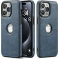 thumbnail image 1 of Casus Logo View Classic Slim Leather Case for iPhone 15 - Blue, 1 of 6