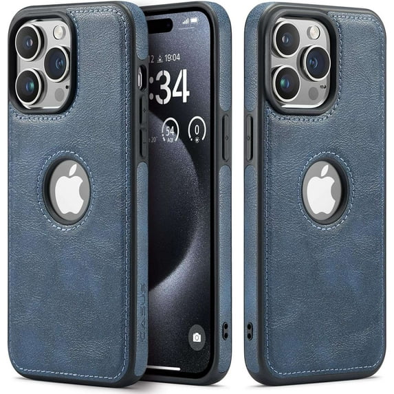 Casus Logo View Classic Slim Leather Case for iPhone 15 - Blue