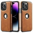 thumbnail image 1 of Casus Logo View Classic Slim Leather Case for iPhone 15 Pro - Brown, 1 of 8