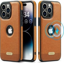 Casus Magnetic Compatible with MagSafe Slim Leather Case for iPhone 15 Pro Max - Brown