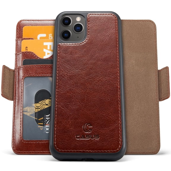 Casus Removable Wallet Cover Magnetic Phone Case for iPhone 12 mini - Brown