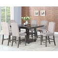 thumbnail image 1 of Caswell 7-Piece Pearl Silver Dining Set - 54" Square, Hardwood & Cherry Veneer Table with Counter Chairs, Ideal for Kitchen or Dining Room, 1 of 14