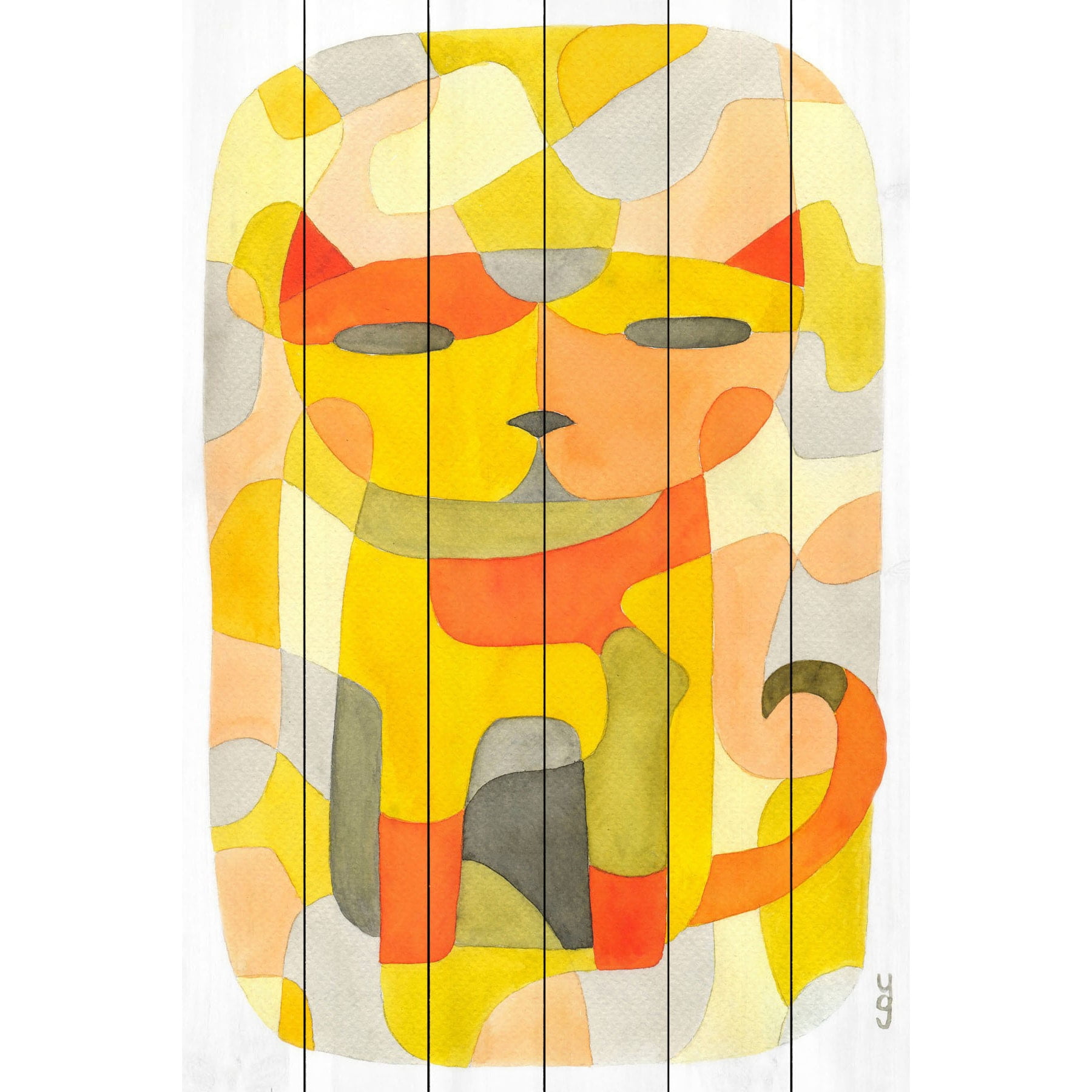 "Cat 1" by Yolanta Gawlik Painting Print on White Wood