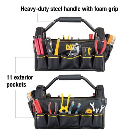 Cat 240046 Cat 240046 17 in. Pro Tool Tote Steel Handle 15 Pocket HD 1680D Polyester