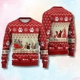 thumbnail image 1 of Cat 3D Christmas Sweater – Red Fair Isle Paw Prints, Fish Bones and Sleigh Kitties, Unisex Festive Holiday Jumper, Cozy Winter Party Gift, 1 of 2