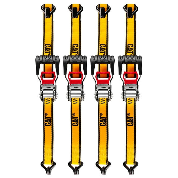 Cat 4 Piece 1-1/4 Inch x 16 Feet Ratchet Tie Down Set with Soft Loops (800/2400) - 980065N