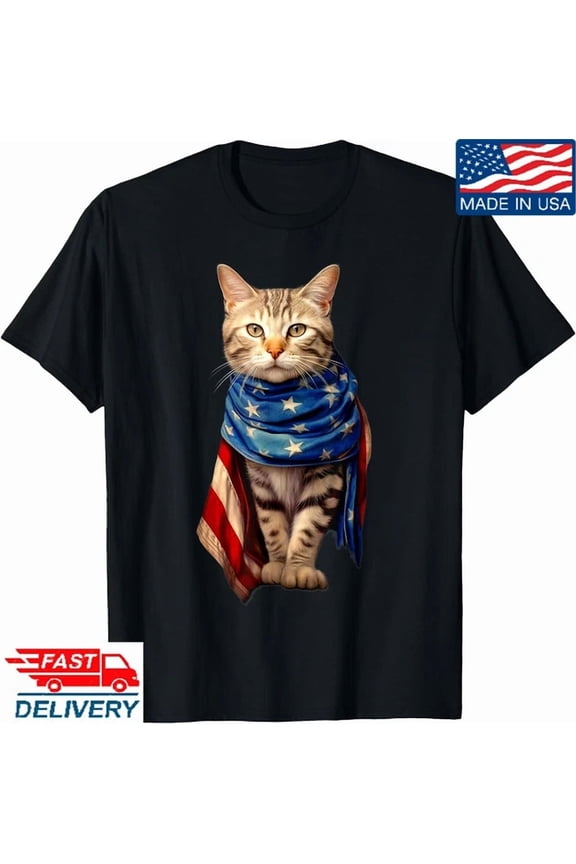 Cat 4Th Of July Men Usa American Flag T-Shirt, Unisex Tee, Unisex T-Shirt
