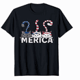 thumbnail image 1 of Cat 4th Of July American Flag Red White Blue Women Kids T-Shirt, 1 of 5