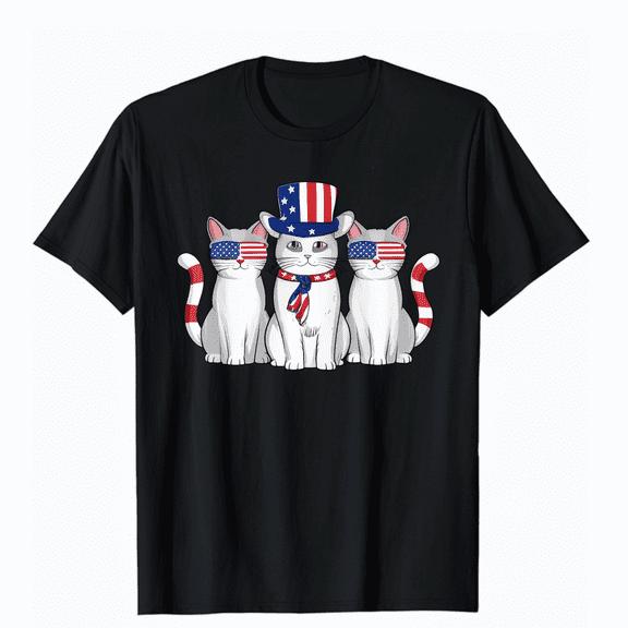 Cat 4th Of July Patriotic USA American Flag T-Shirt