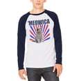thumbnail image 1 of Cat 4th of July Meowica Mens Long Sleeve Raglan T Shirt White-Navy X-LG, 1 of 1