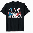 thumbnail image 1 of Cat 4th of July Meowica Merica Kitty USA American Flag Cool T-Shirt, 1 of 5