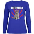 thumbnail image 1 of Cat 4th of July Meowica Womens Long Sleeve T Shirt Royal 2XL, 1 of 1
